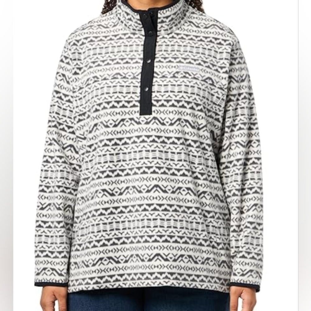 Columbia Quarter Snap Fleece Pullover Black And‎ White Winter Mix Size L